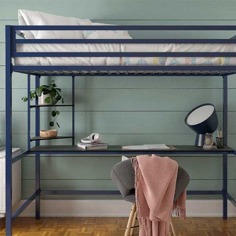 Industrial Metal with Desk Storage High Loft No Theme Open-Frame Bed