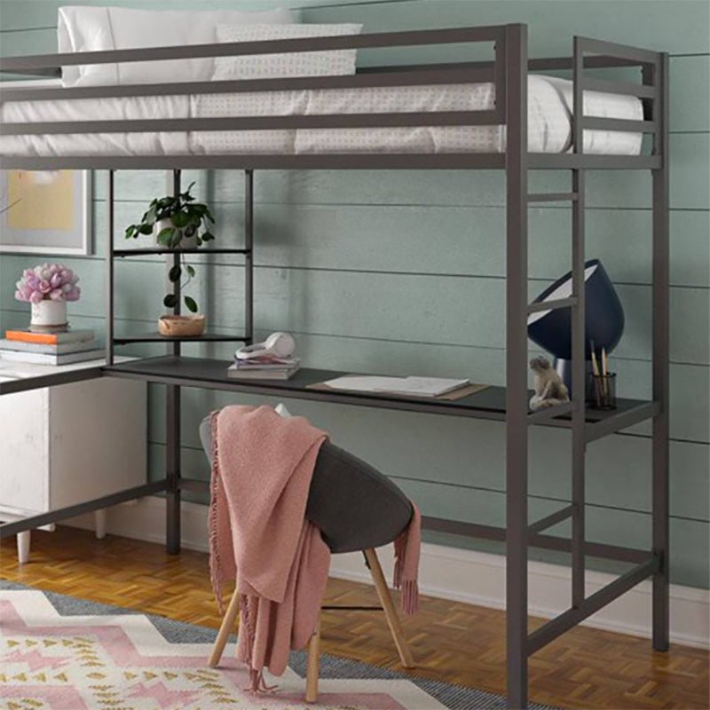 Industrial Metal with Desk Storage High Loft No Theme Open-Frame Bed