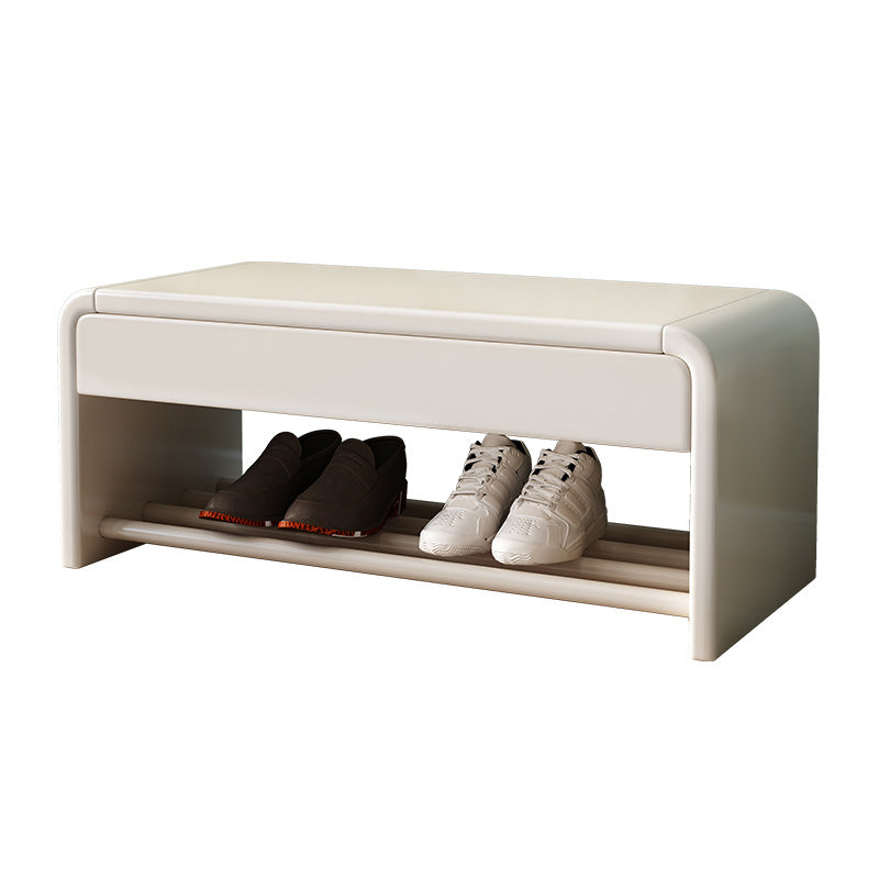 Modern Rectangle Storage Bench Rubber Wood Seating Bench with Drawers