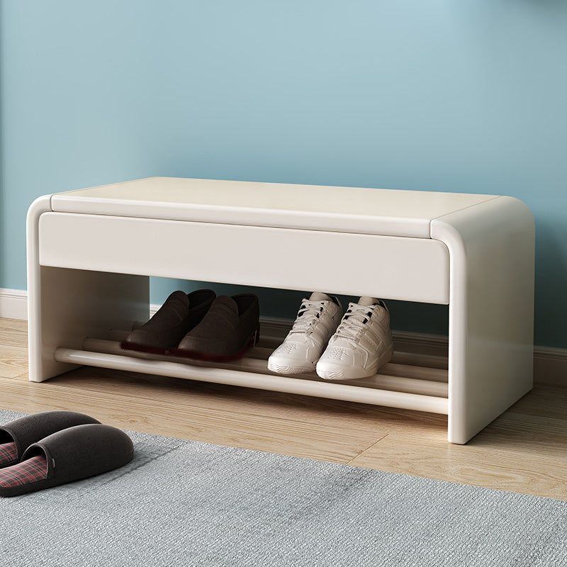 Modern Rectangle Storage Bench Rubber Wood Seating Bench with Drawers