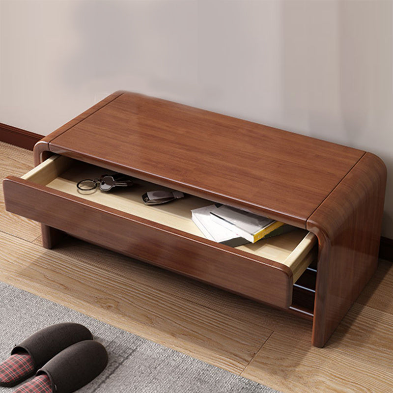 Modern Rectangle Storage Bench Rubber Wood Seating Bench with Drawers