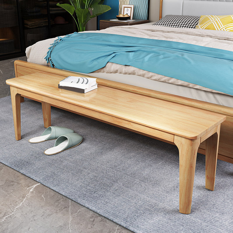 Contemporary Rubber Wood Bench Rectangle 14"Wide Accent Bench with Squared Legs