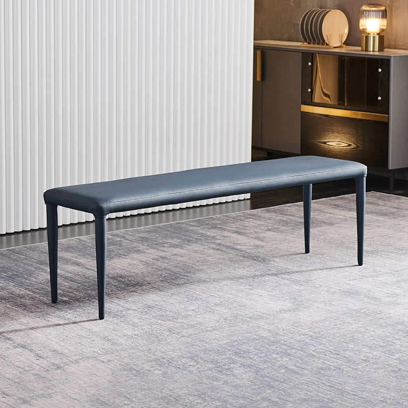 Solid Color Dining Bench, 18"H Upholstered Bench with 4 Metal Legs