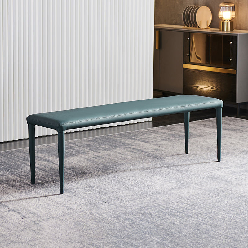 Solid Color Dining Bench, 18"H Upholstered Bench with 4 Metal Legs