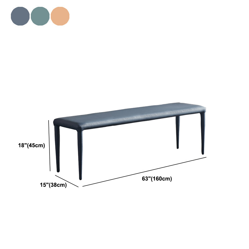 Solid Color Dining Bench, 18"H Upholstered Bench with 4 Metal Legs