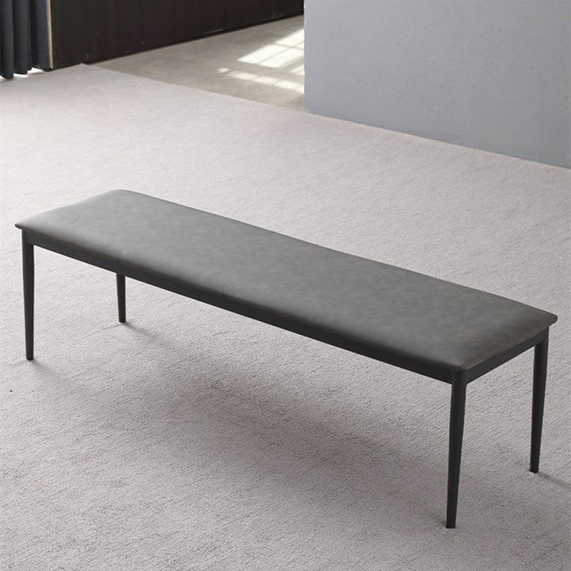 Mid-Century Modern Waterproof Bench Faux Leather Dining Bench with Metal Legs