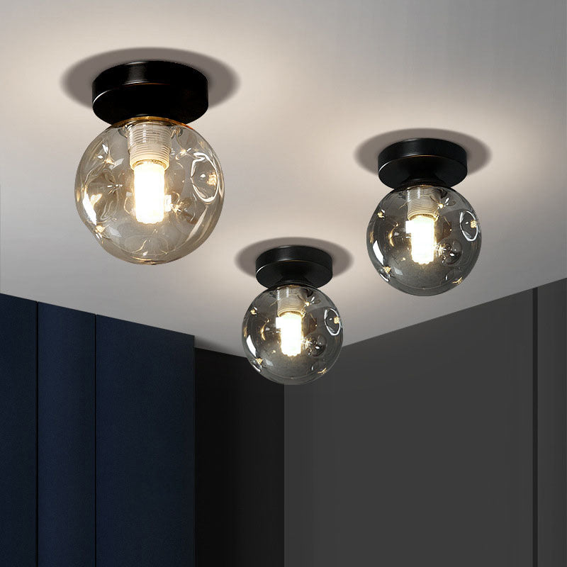 Modernism Black Flush Mount Ceiling Light Globe Flush Lighting with Glass for Hallway