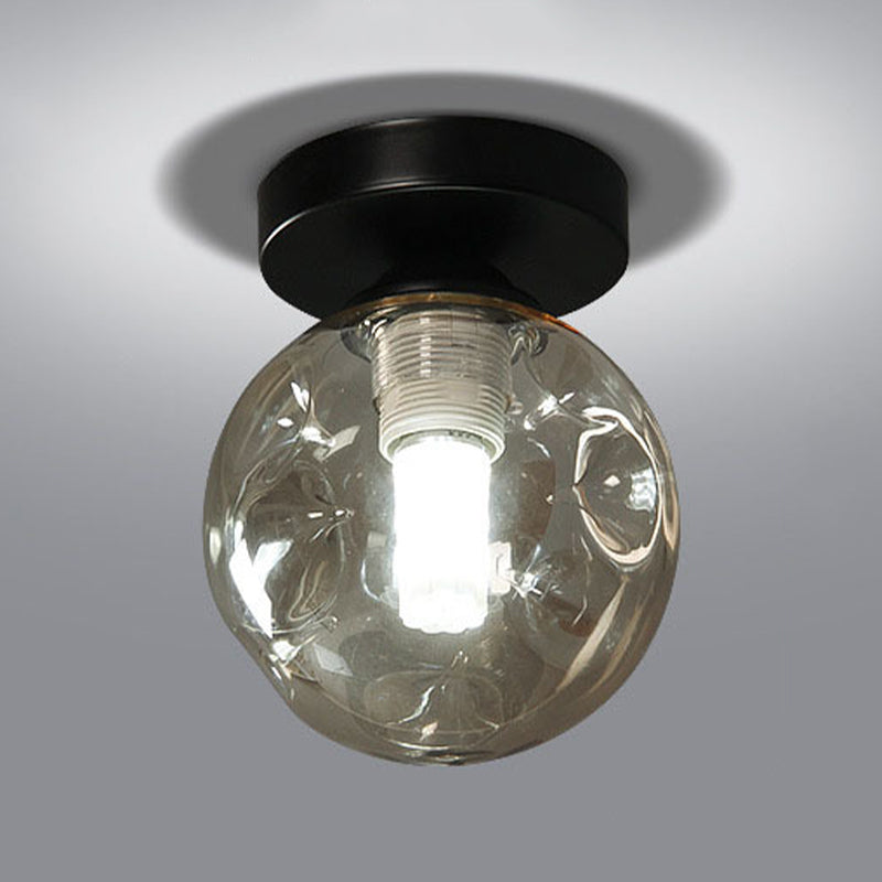 Modernism Black Flush Mount Ceiling Light Globe Flush Lighting with Glass for Hallway