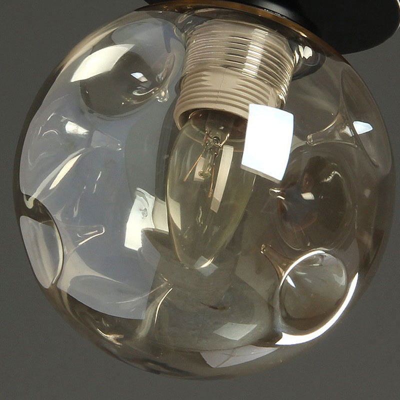 Modernism Black Flush Mount Ceiling Light Globe Flush Lighting with Glass for Hallway