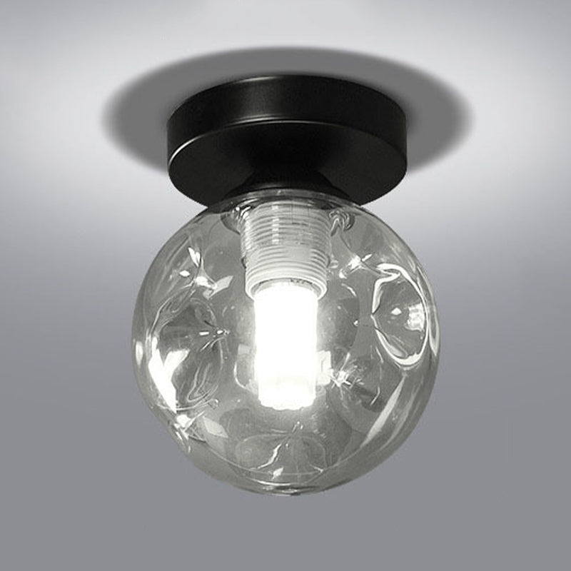 Modernism Black Flush Mount Ceiling Light Globe Flush Lighting with Glass for Hallway