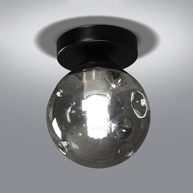 Modernism Black Flush Mount Ceiling Light Globe Flush Lighting with Glass for Hallway