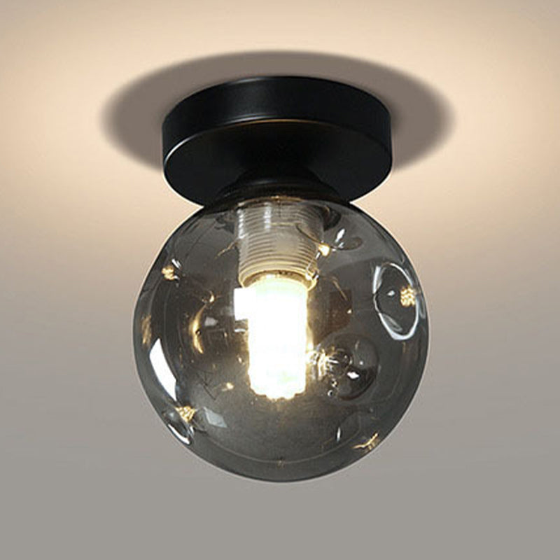 Modernism Black Flush Mount Ceiling Light Globe Flush Lighting with Glass for Hallway