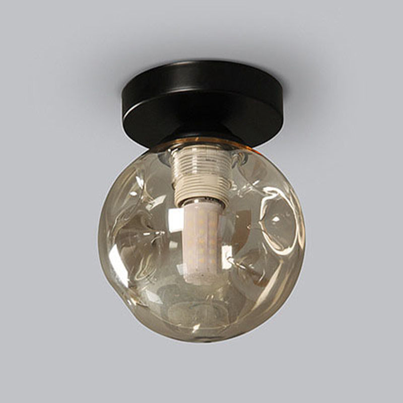 Modernism Black Flush Mount Ceiling Light Globe Flush Lighting with Glass for Hallway