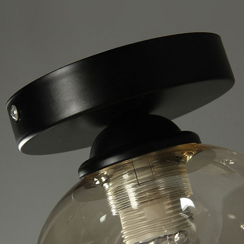 Modernism Black Flush Mount Ceiling Light Globe Flush Lighting with Glass for Hallway