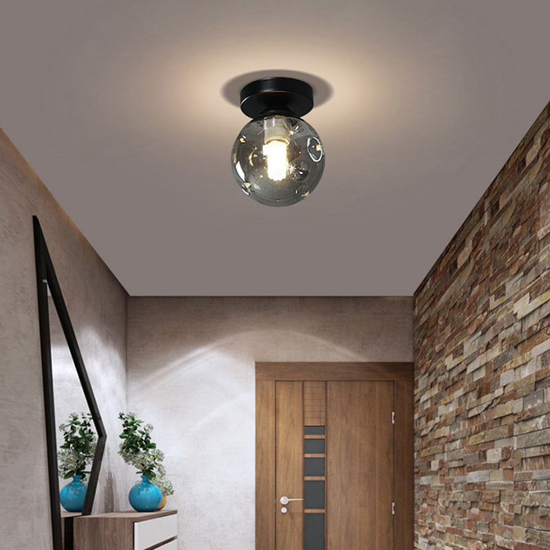 Modernism Black Flush Mount Ceiling Light Globe Flush Lighting with Glass for Hallway