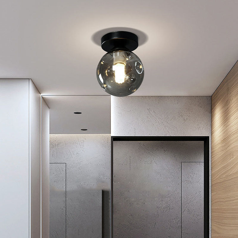 Modernism Black Flush Mount Ceiling Light Globe Flush Lighting with Glass for Hallway