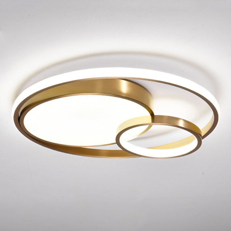 Modernism Flush Mount Ceiling Light Round Flush Lighting in Gold for Bedroom