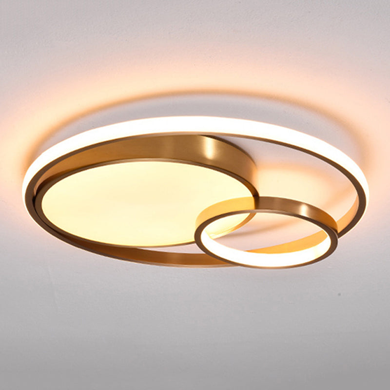 Modernism Flush Mount Ceiling Light Round Flush Lighting in Gold for Bedroom