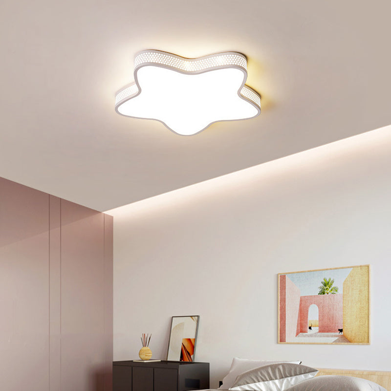 Contemporary LED Ceiling Light White Star Flush Mount Lighting for Foyer