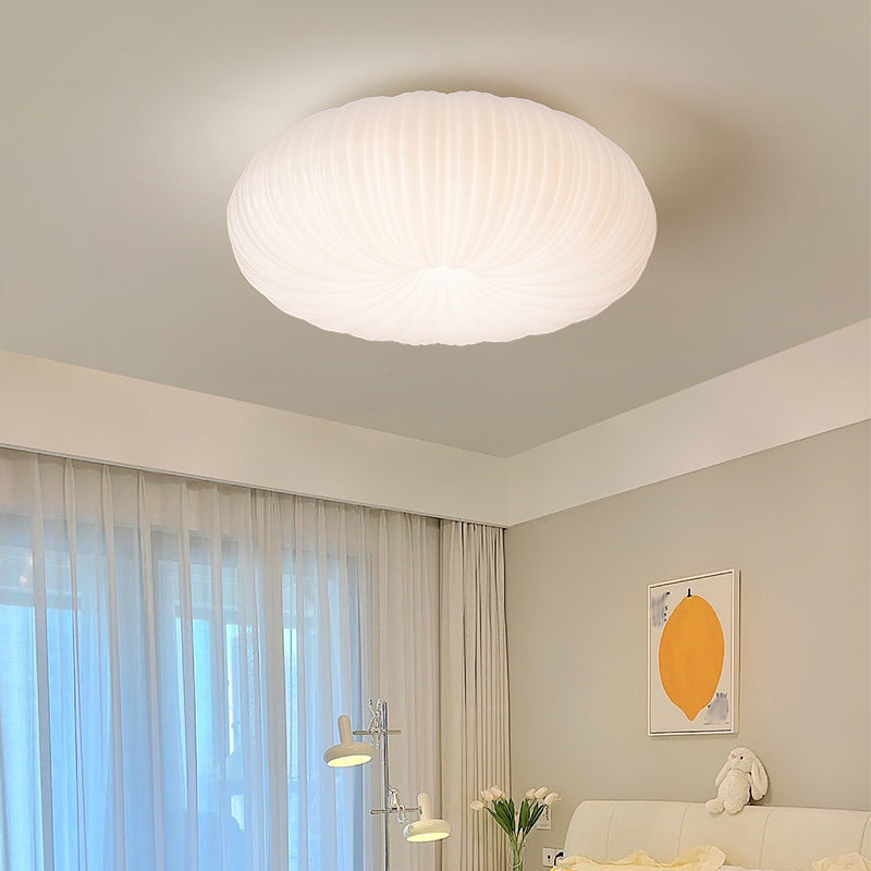 LED Modern Metal Flush Mount Circular Shape Ceiling Light with Acrylic Shade in White