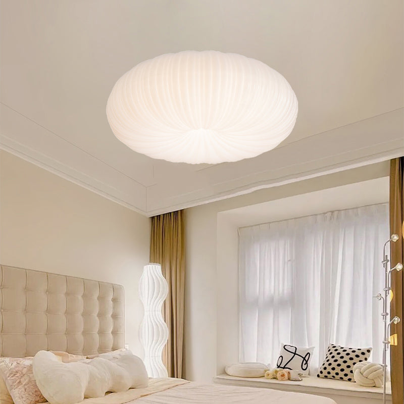 LED Modern Metal Flush Mount Circular Shape Ceiling Light with Acrylic Shade in White