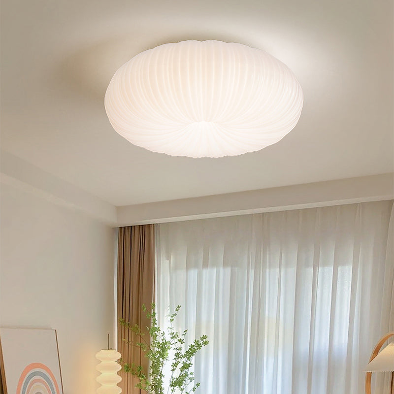 LED Modern Metal Flush Mount Circular Shape Ceiling Light with Acrylic Shade in White