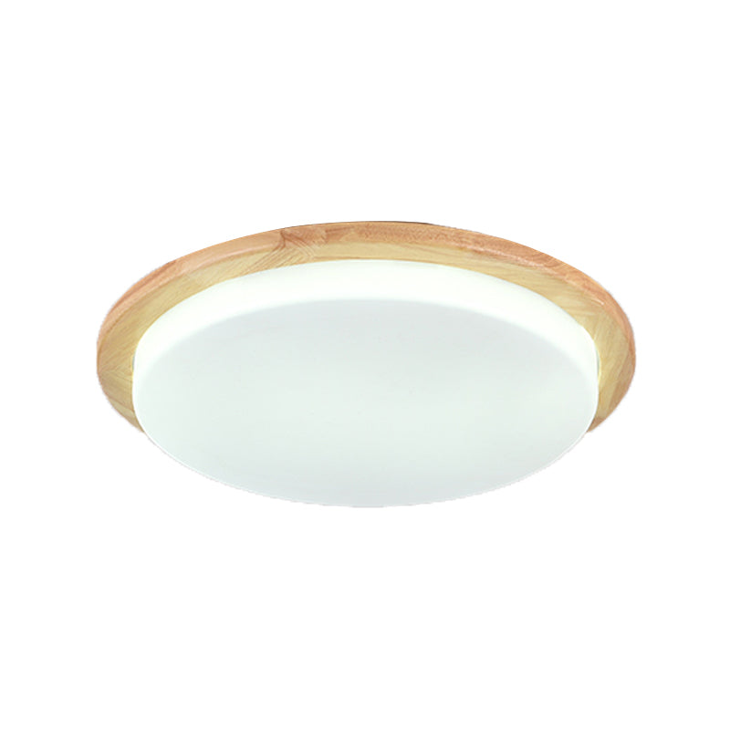 LED Modern Wood Flush Mount Circular Shape Ceiling Lamp with Acrylic Shade for Living Room