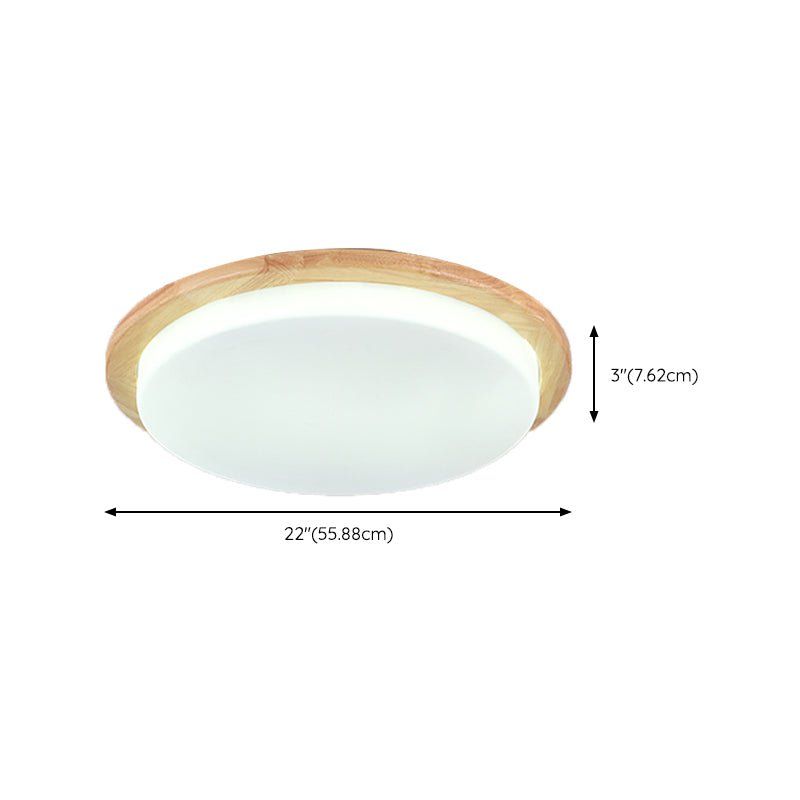 LED Modern Wood Flush Mount Circular Shape Ceiling Lamp with Acrylic Shade for Living Room