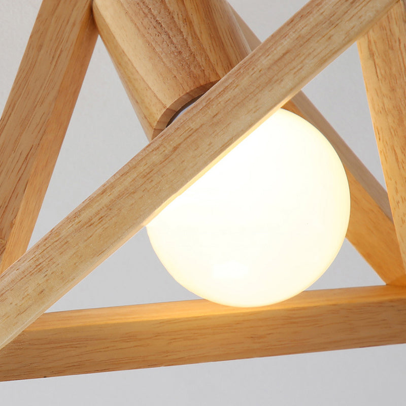 Modern Ceiling Light 1-Light Ceiling Mount Light with Wood Shade for Living Room