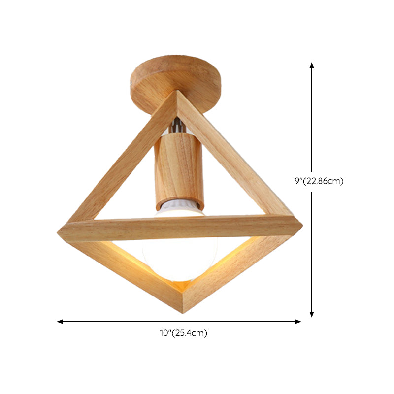 Modern Ceiling Light 1-Light Ceiling Mount Light with Wood Shade for Living Room