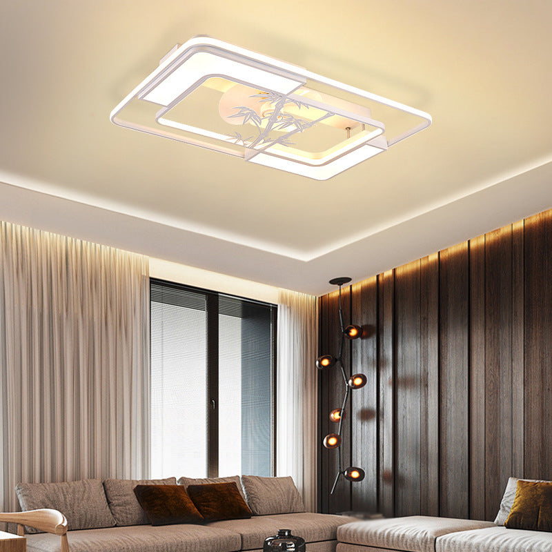 LED Matte White Ceiling Fan Geometric Modern Fan Lighting Fixture