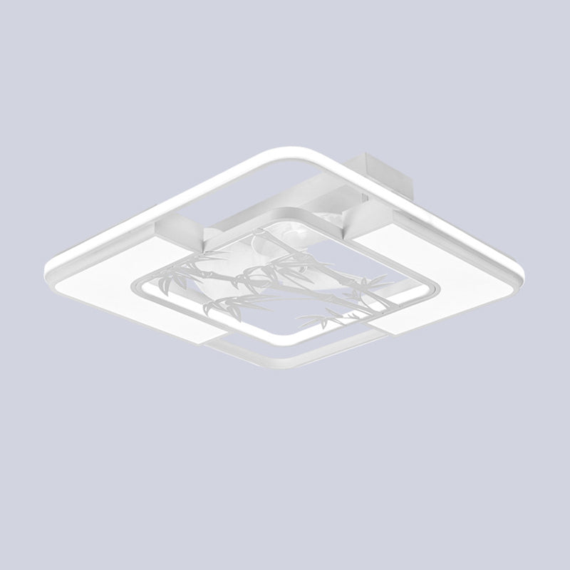 LED Matte White Ceiling Fan Geometric Modern Fan Lighting Fixture