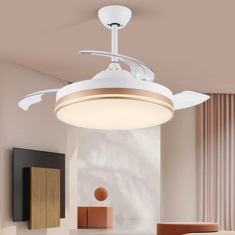 Modernism Interior LED Fan Light White Retractable Fan Blades Ceiling Fan