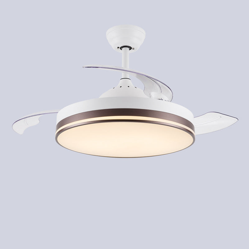 Modernism Interior LED Fan Light White Retractable Fan Blades Ceiling Fan