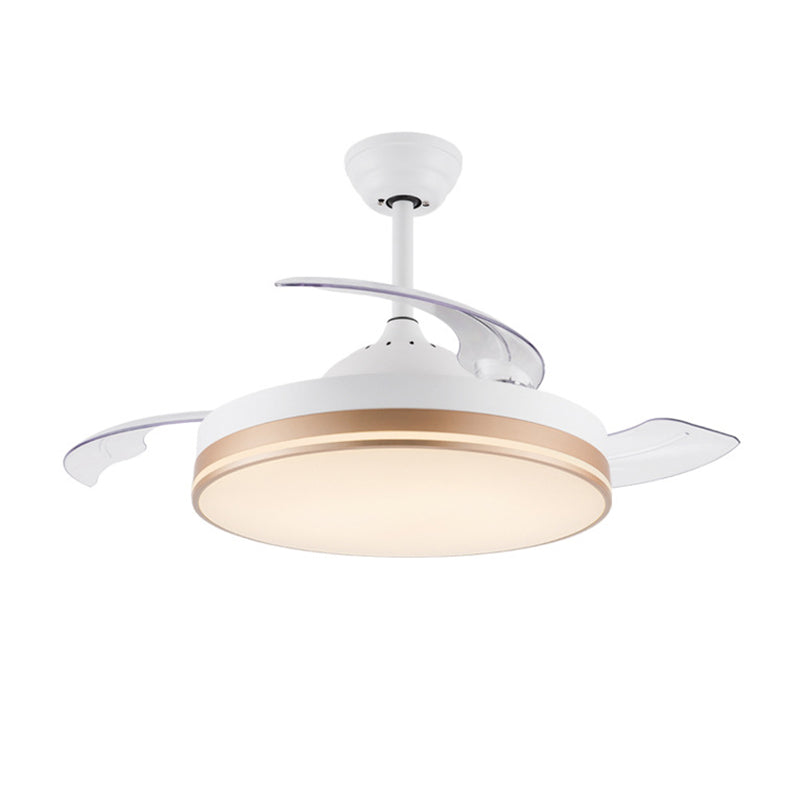 Modernism Interior LED Fan Light White Retractable Fan Blades Ceiling Fan