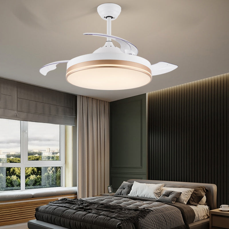 Modernism Interior LED Fan Light White Retractable Fan Blades Ceiling Fan