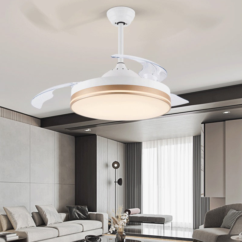 Modernism Interior LED Fan Light White Retractable Fan Blades Ceiling Fan