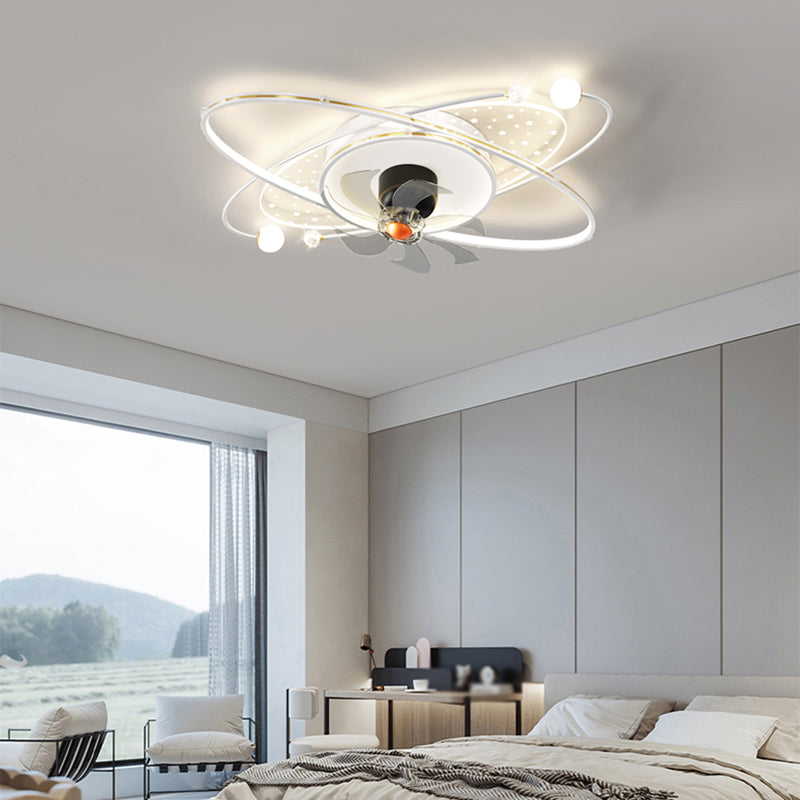 Modern LED Geometric Ceiling Fan White & Gold Fan Lighting Fixture