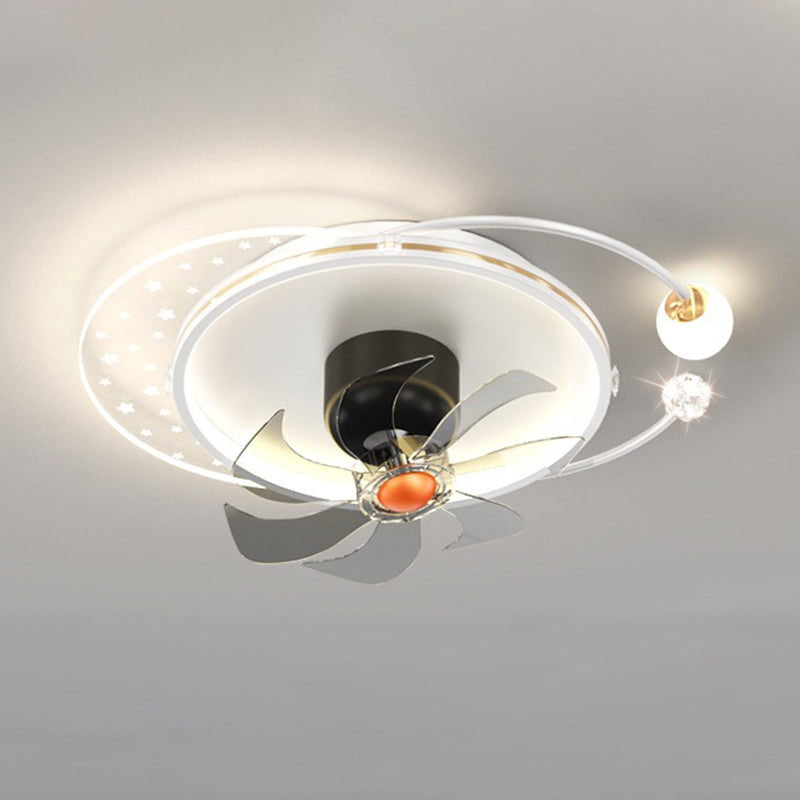 Modern LED Geometric Ceiling Fan White & Gold Fan Lighting Fixture