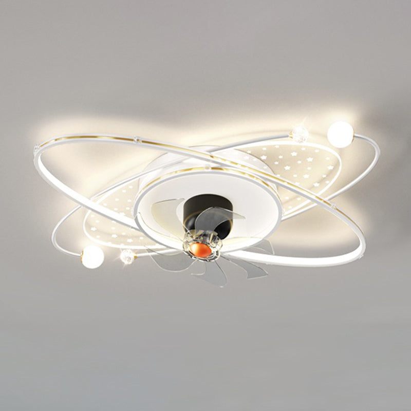 Modern LED Geometric Ceiling Fan White & Gold Fan Lighting Fixture