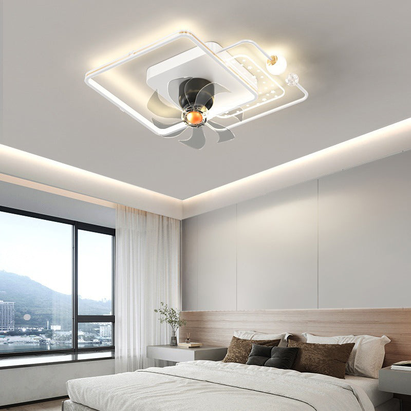 Modern LED Geometric Ceiling Fan White & Gold Fan Lighting Fixture