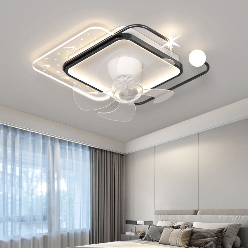 Black and Gold Fan Light Geometric Interior LED Modern Ceiling Fan Fixture