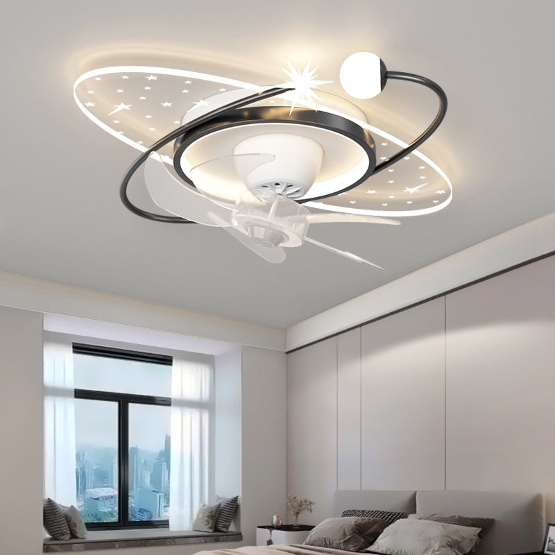 Black and Gold Fan Light Geometric Interior LED Modern Ceiling Fan Fixture