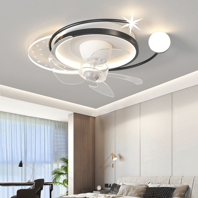 Black and Gold Fan Light Geometric Interior LED Modern Ceiling Fan Fixture