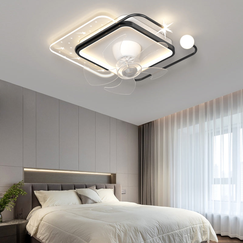 Black and Gold Fan Light Geometric Interior LED Modern Ceiling Fan Fixture