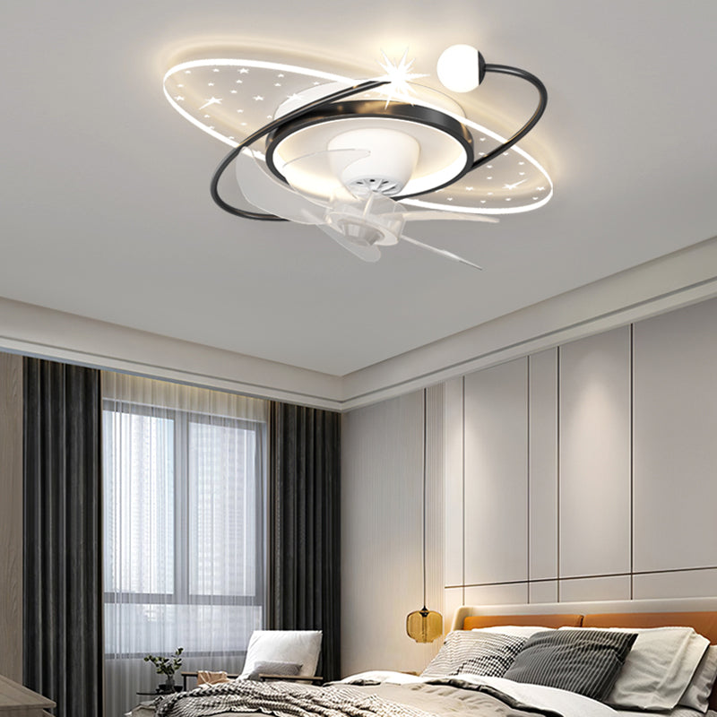 Black and Gold Fan Light Geometric Interior LED Modern Ceiling Fan Fixture