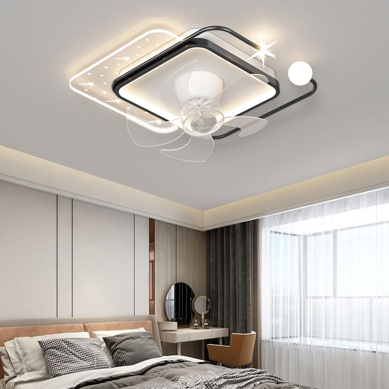 Black and Gold Fan Light Geometric Interior LED Modern Ceiling Fan Fixture