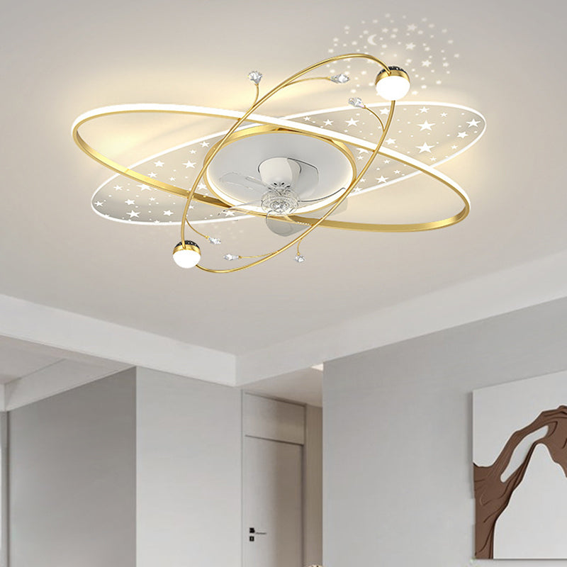 Ellipse Interior LED Ceiling Fan Black / Gold Contemporary Fan Lighting Fixture