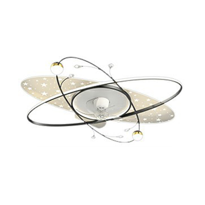 Ellipse Interior LED Ceiling Fan Black / Gold Contemporary Fan Lighting Fixture