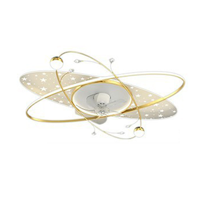 Ellipse Interior LED Ceiling Fan Black / Gold Contemporary Fan Lighting Fixture